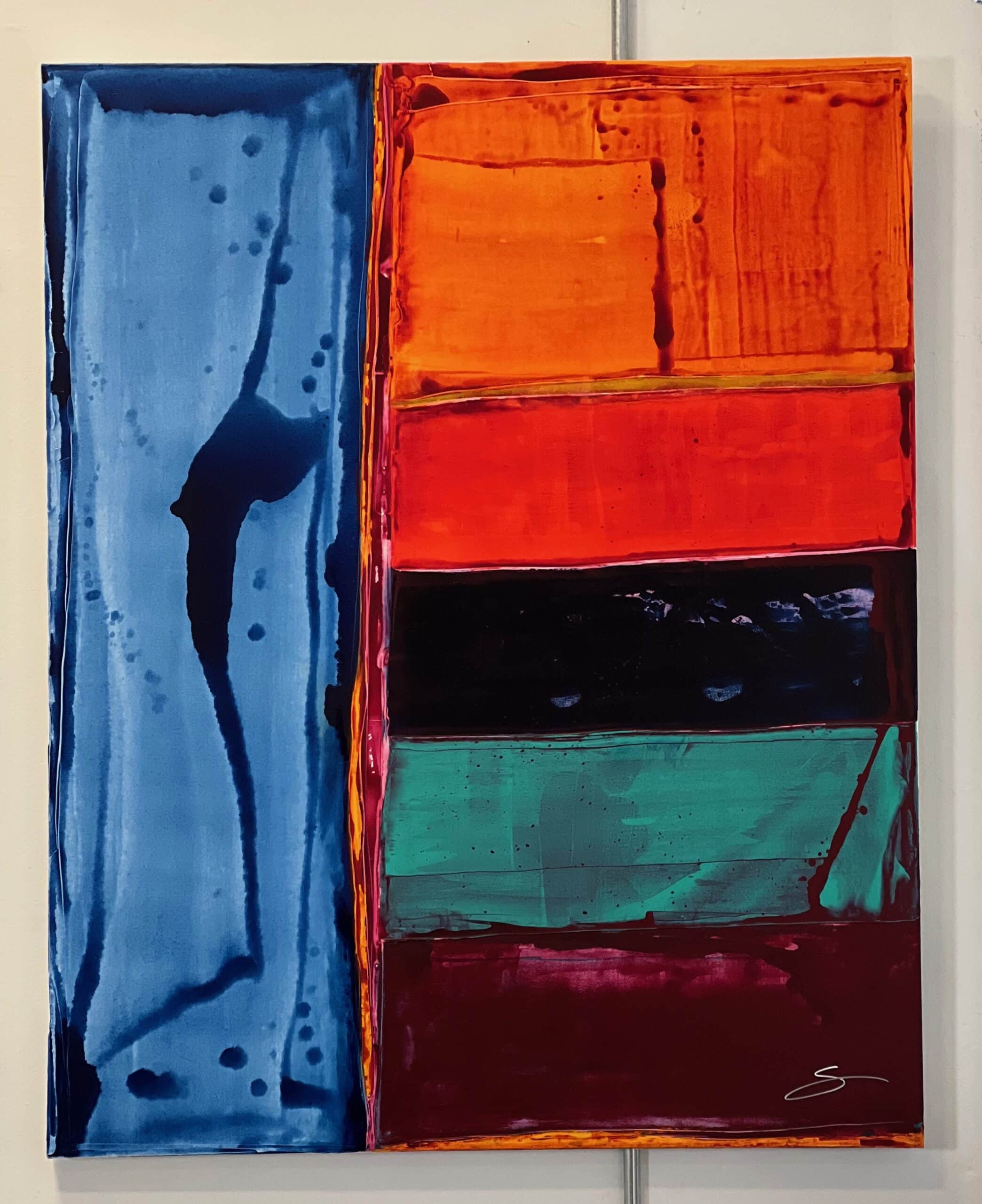 Amaho, 48×60, Acrylic on Canvas, Wine Wash